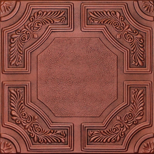 20 Inch Ceiling Tiles Panels,  3D Faux Tin Ceiling Tile- Antique Copper (12-Pack)